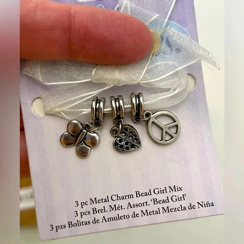 Trinkets 3Pc Metal Butterfly\Heart/Peace Jewelry Charms